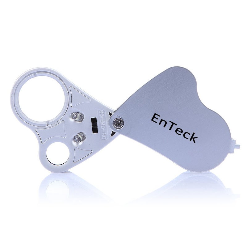 EnTeck 30X 60X Dual Lens LED Illuminated Jewelry Magnifier, Pocket Microscope Magnifying Jewelers Eye Loupe Glasses - Image 3